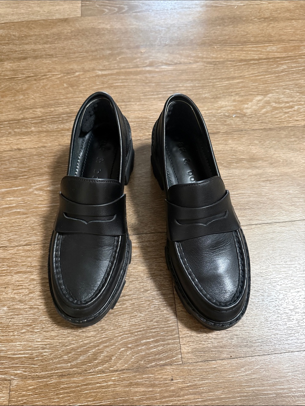 rag & bone Black Leather Women's Loafers